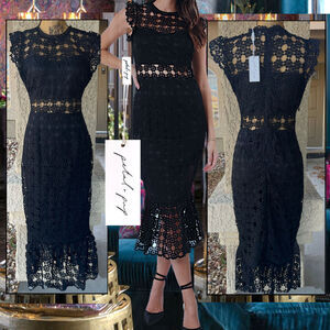 Petal & Pup Malia Lace MIdi Dress Black Size M